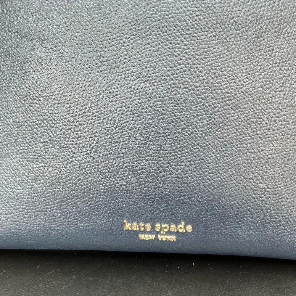 KATE SPADE Classic Medium Leather Satchel Bag Navy blue/blush